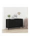Sideboard Wooden with Drawers Black Oak 100x36x60cm