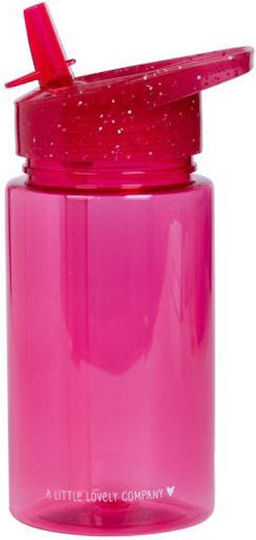 A Little Lovely Company Kids Water Bottle Plastic with Straw Purple 450ml