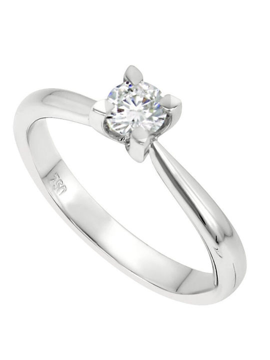 Antwnakakis Einzelner Steinring aus Weißgold 18K Antwnakakis Einzelner Steinring aus Weißgold 18K