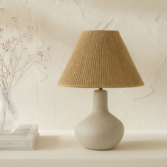 InTheBox Ceramic Table Lamp with Brown Shade and White Base