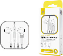 Moveteck 740579 In-ear Handsfree Ακουστικά με Βύσμα USB-C Λευκό Moveteck 740579 In-ear Handsfree Ακουστικά με Βύσμα USB-C Λευκό