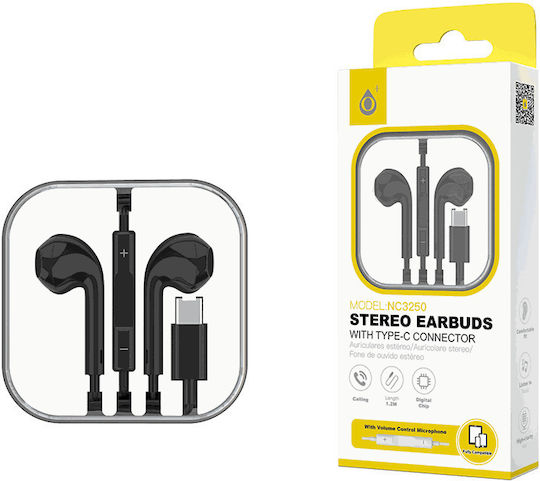 Moveteck 740586 In-ear Handsfree Ακουστικά με Βύσμα USB-C Μαύρο