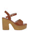 Mules with High Heel in Tabac Brown Color