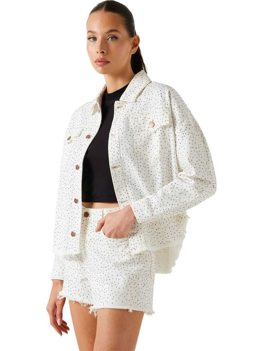 Women's Short Jean Jacket for Winter White