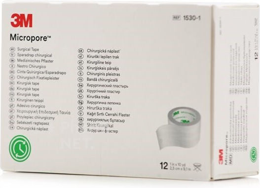 3M Micropore Хартиени Non Woven Лепящи Ленти 2.5см x 9.14м 12бр