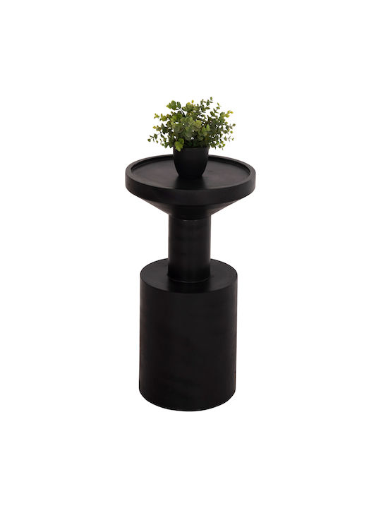 Round Side Table Bermal from Solid Wood Black L...