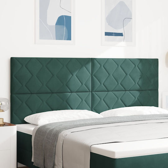 vidaXL Табла за легло Текстил Dark Green 200см