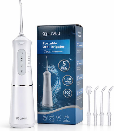 Luvlu Water Flosser με Χρονομετρητή και Θήκη Ταξιδίου Λευκό