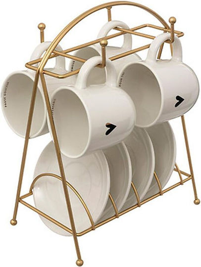 Atmosphera Set Tassen Kaffee aus Porzellan Weiß 170ml 5Stück