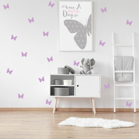 Wall Stickers For Nursery-kids Room Butterflies Set Of 27pcs. 6x5,5cm. - Blue