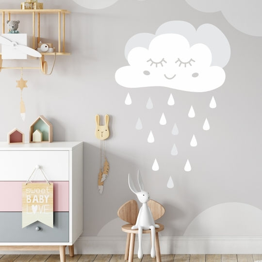 Wall Stickers For Kids Room Rain Cloud 1 Pc. - Silver