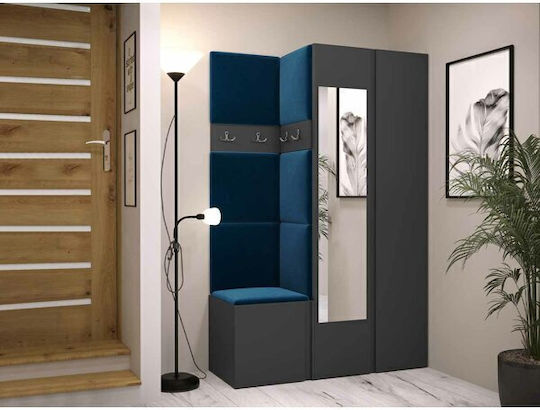 Hartford 350 Eingangsmöbel mit Spiegel & Garderobe Γραφίτης 116x44x186cm
