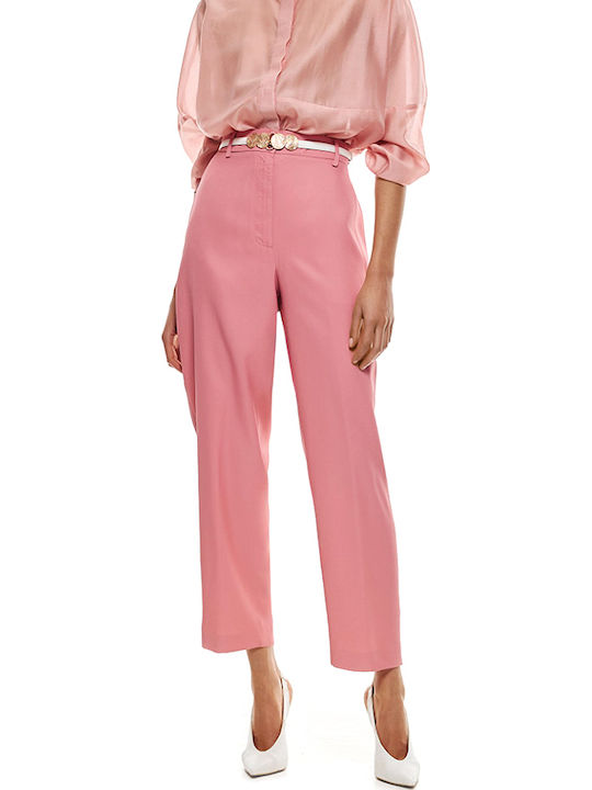 Access Women's High-waisted Fabric Trousers Tapered Pink Access Women's High-waisted Fabric Trousers Tapered Pink