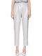 Damen Hoch tailliert Leinen Hose Silver