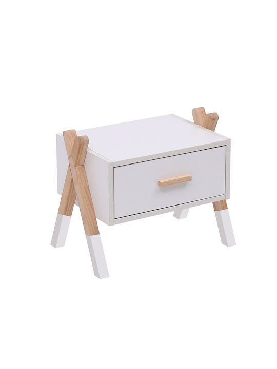 Kids Bedside Table Fb92497.03 White Melamine-Pine Natural 46x30x38cm