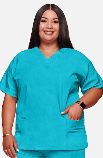 Cherokee Women's Turquoise Medical Blouse Cotton and Polyester