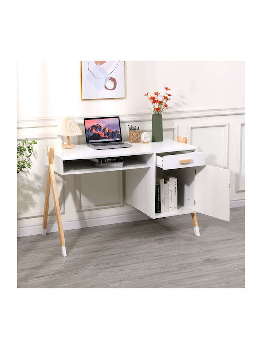 Birou pentru copii din Melamină Alb 120x55x75cm