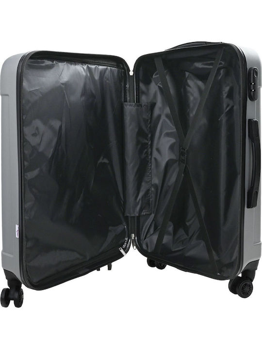 vidaXL Hard Silver Suitcases With 4 Wheels Set 3pcs