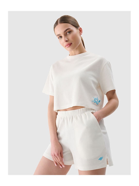 4F Women's High-waisted Sporty Shorts Beige