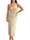 Summer Midi Knitted Dress Gold