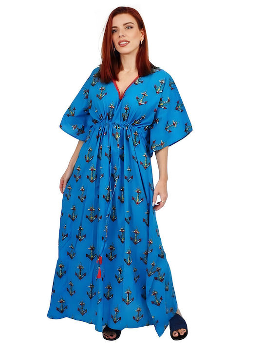 Kalimera Clothing Athens Women's Maxi Caftan Beachwear Blue