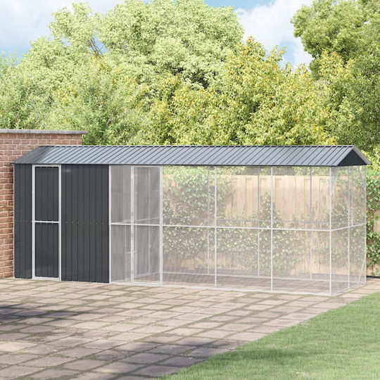 Vidaxl Bird Aviary Extension Anthracite 210x640x247 cm Steel Grey