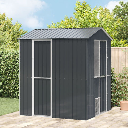 Vidaxl Клетка за птици антрацитно сиво 210x215x247 стомана сиво