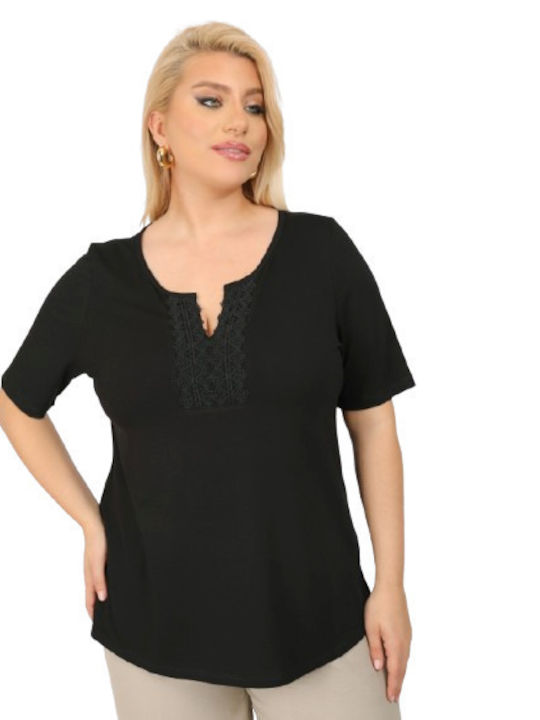 Women's Blouse Short Sleeve Black