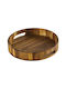 Country Casa Wooden Round Serving Tray with Handles in Brown Color 30x30cm TK004 1pcs