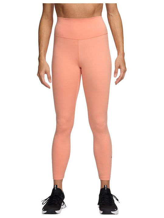 Dri-Fit One Training Γυναικείο Cropped Κολάν Ψηλόμεσο Πορτοκαλί