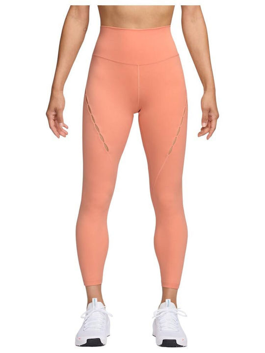 Dri-Fit One Training Γυναικείο Cropped Κολάν Ψηλόμεσο Πορτοκαλί