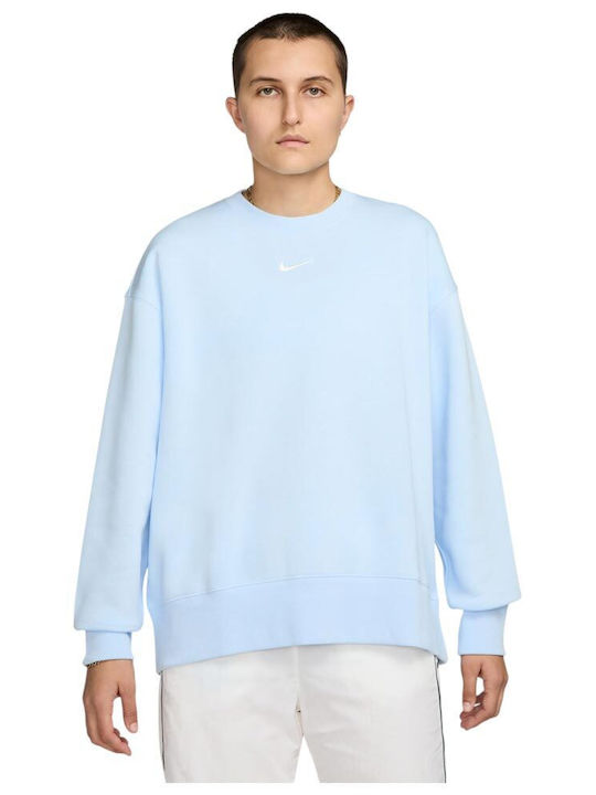 Nike Long Women's Sweatshirt Hooded Light Blue