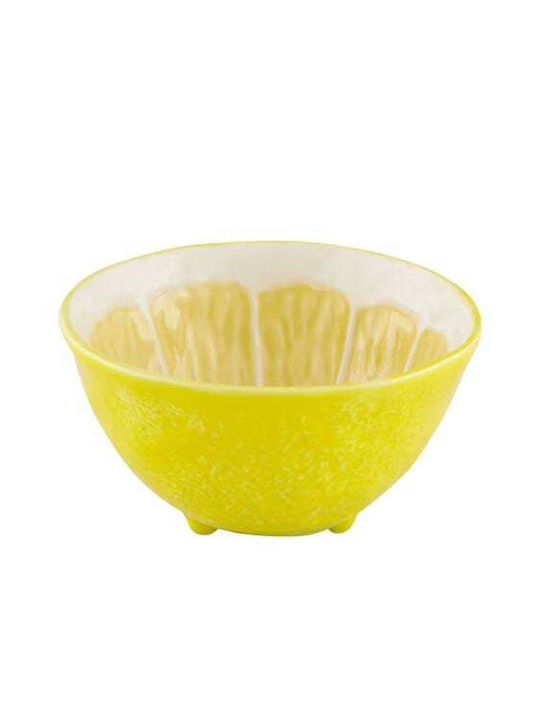 Bordallo Pinheiro Serving Bowl Round Ceramic Yellow with Diameter 14.2cm