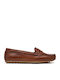 Leather Women's Moccasins in Brown Color