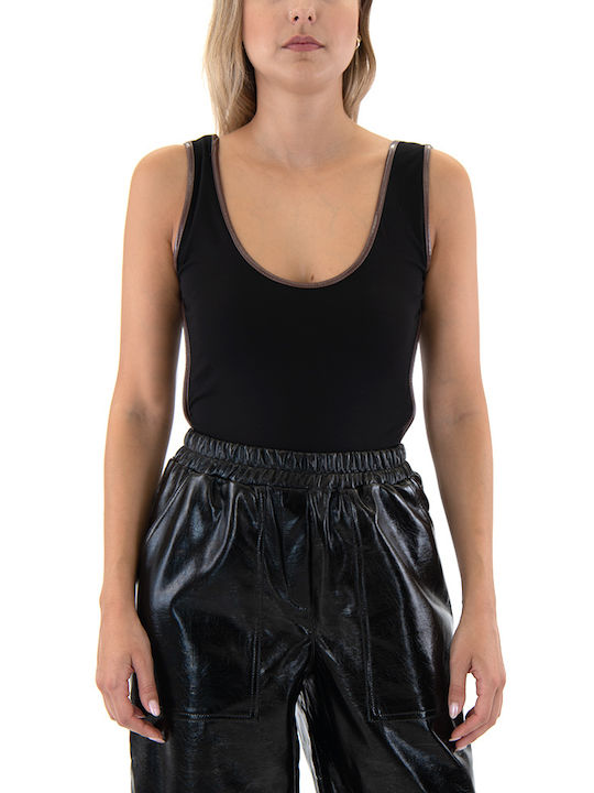 Access Fashion Vinyl Webbing Bodysuit Women Access Fashion Brown Black 44-2052-368-coffee