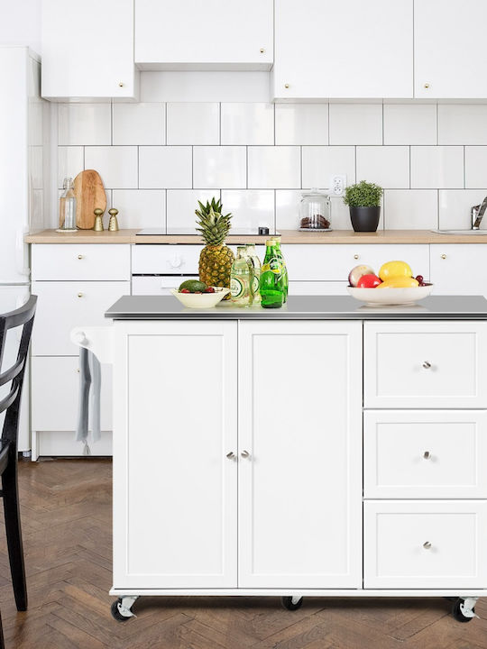 Costway Kitchen Trolley Metallic White