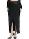 Satin High-waisted Maxi Skirt Black