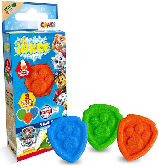 Craze Inkee Bath Bombs 3 Assorted In Paw Patrol Paw Shape
