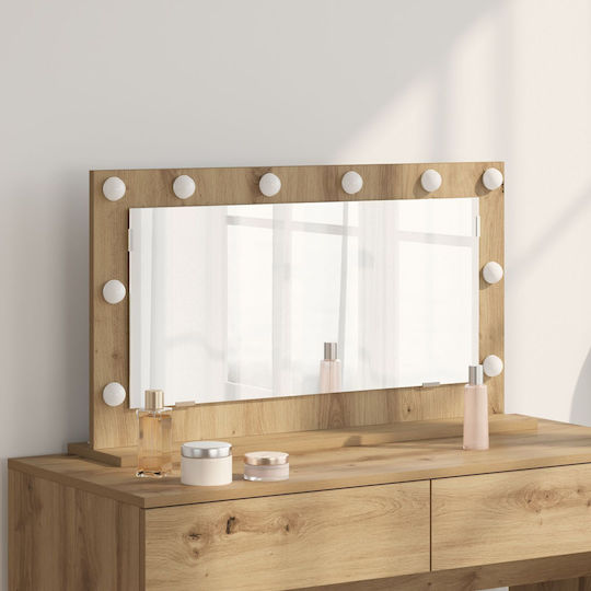 vidaXL Schminkspiegel Wand mit Licht Braun