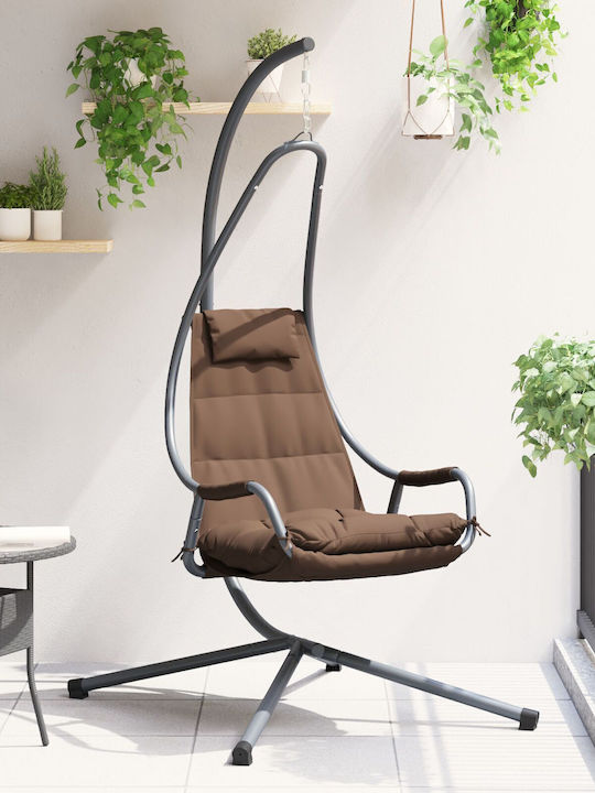 Garten & Veranda Schaukel mit Basis und Kissen Sessel Metallisch Braun L95xB105xH195cm