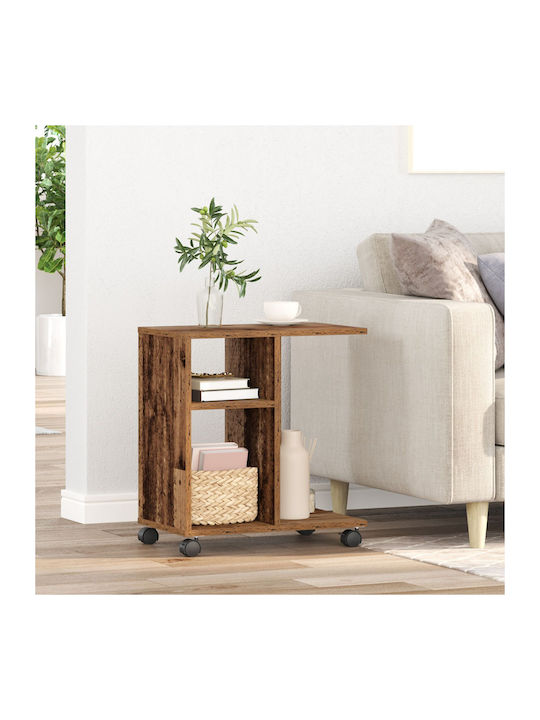 Rectangular Side Table from Solid Wood with Whe...