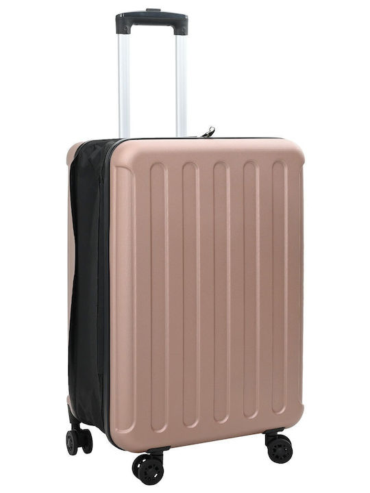 vidaXL Medium Hard Pink Gold Suitcase With 4 Wheels Height 66cm