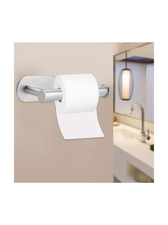 Wandmontierter selbstklebender Metall-Einzelpapierhalter für das Badezimmer 16x8cm Silber