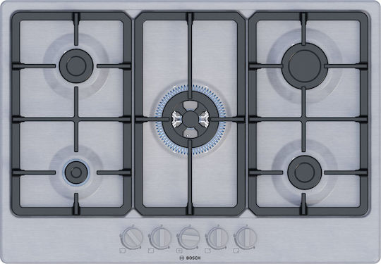Bosch Serie 4 Erdgas-Kochfeld Autonom Edelstahl 75x52εκ. Silber