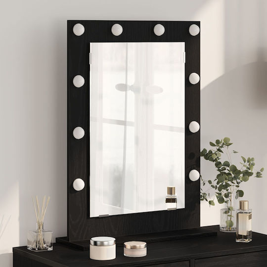 vidaXL Oglindă de machiaj Perete cu lumină 18x18cm Negru