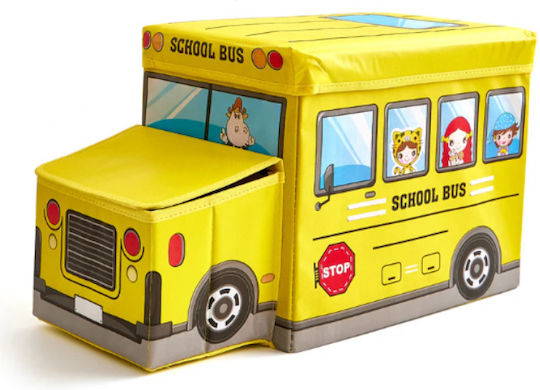 Children's Stool with Storage Space made of Fabric Bus Yellow 56x26x31cm 1pcs