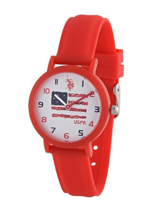U.S. Polo Assn. Kids Analog Watch with Rubber/Plastic Strap Red