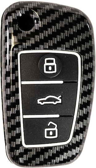 Husă Cheie Premium din Carbon Compatibilă cu Lamele Cheie Audi A1 A3 A4 A6 A8 Q3 Q5 Q7 TT Allroad Luvlu