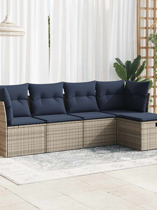 Corner Outdoor Sofa Rattan with Cushions 55x55x69cm