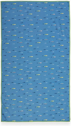 Kinder-Strandtuch Fish Team 70x120 Blau Nef-nef Homeware
